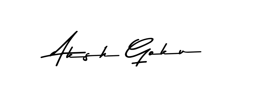 Make a beautiful signature design for name Aksh Goku. With this signature (Asem Kandis PERSONAL USE) style, you can create a handwritten signature for free. Aksh Goku signature style 9 images and pictures png