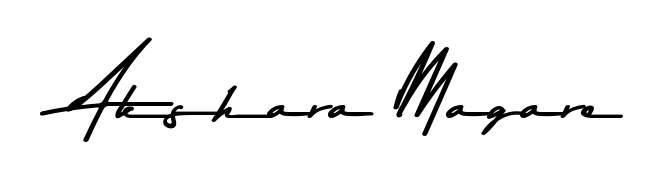 Create a personalized artistic stamp with Akshara Magare in Asem Kandis PERSONAL USE font. Perfect for visual artists, designers, and influencers. Akshara Magare signature style 9 images and pictures png
