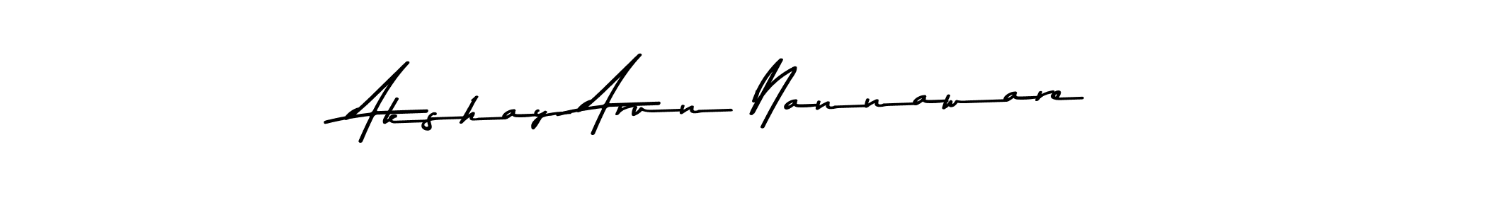 The best way (Asem Kandis PERSONAL USE) to make a short signature is to pick only two or three words in your name. The name Akshay Arun Nannaware include a total of six letters. For converting this name. Akshay Arun Nannaware signature style 9 images and pictures png