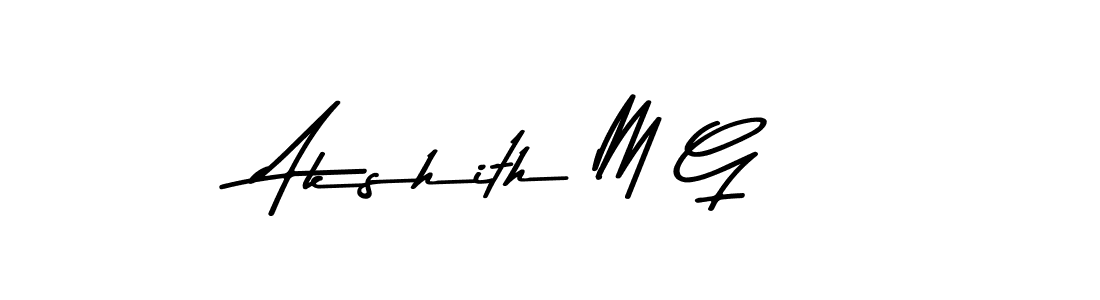 Make a beautiful signature design for name Akshith M G. With this signature (Asem Kandis PERSONAL USE) style, you can create a handwritten signature for free. Akshith M G signature style 9 images and pictures png