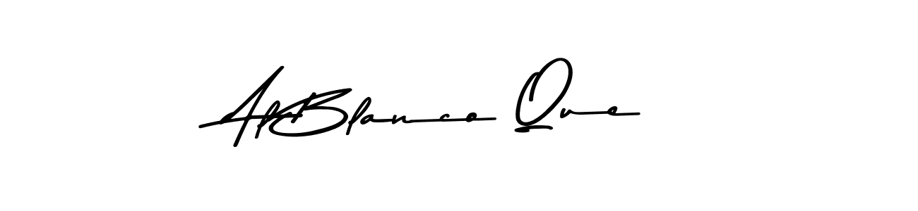 How to make Al Blanco Que name signature. Use Asem Kandis PERSONAL USE style for creating short signs online. This is the latest handwritten sign. Al Blanco Que signature style 9 images and pictures png