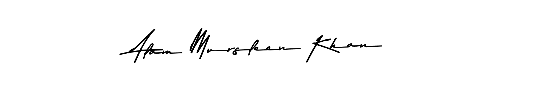 Make a beautiful signature design for name Alam Mursleen Khan. With this signature (Asem Kandis PERSONAL USE) style, you can create a handwritten signature for free. Alam Mursleen Khan signature style 9 images and pictures png
