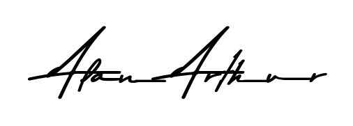 A modern signature idea for name Alan Arthur using Asem Kandis PERSONAL USE font. Clean strokes and elegant curves make it stand out instantly. Alan Arthur signature style 9 images and pictures png