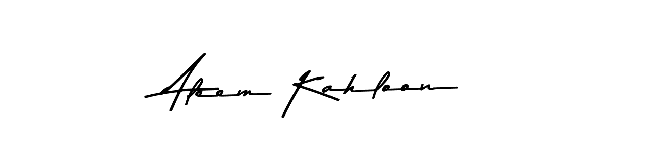 How to make Aleem Kahloon name signature. Use Asem Kandis PERSONAL USE style for creating short signs online. This is the latest handwritten sign. Aleem Kahloon signature style 9 images and pictures png