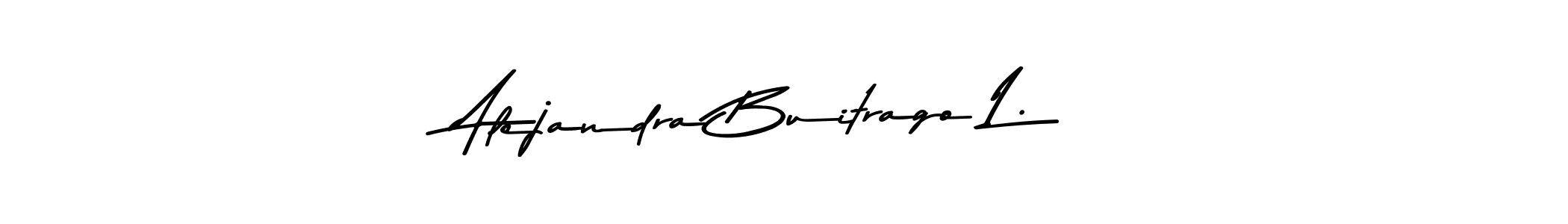 This is the best signature style for the Alejandra Buitrago L. name. Also you like these signature font (Asem Kandis PERSONAL USE). Mix name signature. Alejandra Buitrago L. signature style 9 images and pictures png