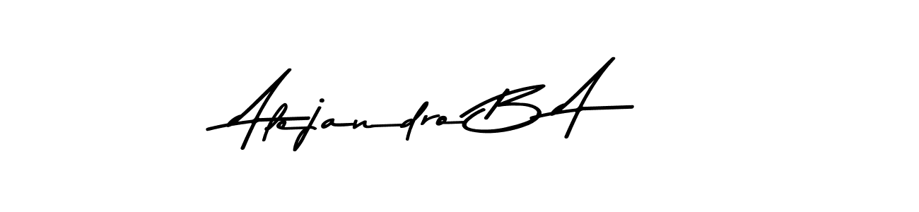 How to make Alejandro B A name signature. Use Asem Kandis PERSONAL USE style for creating short signs online. This is the latest handwritten sign. Alejandro B A signature style 9 images and pictures png