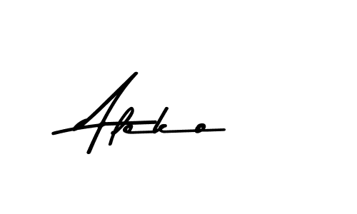 How to make Aleko name signature. Use Asem Kandis PERSONAL USE style for creating short signs online. This is the latest handwritten sign. Aleko signature style 9 images and pictures png