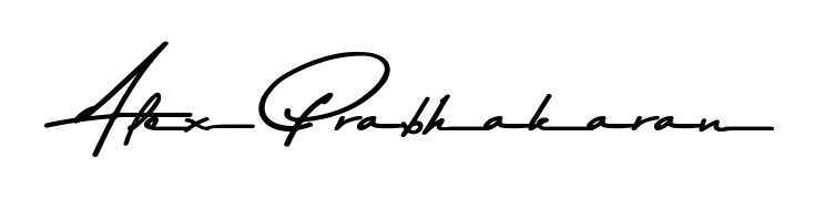 Create your official email sign-off with Alex Prabhakaran name in Asem Kandis PERSONAL USE style. Crisp, clean, and perfectly legible across all screens. Alex Prabhakaran signature style 9 images and pictures png