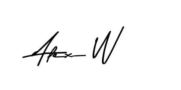 How to make Alex W name signature. Use Asem Kandis PERSONAL USE style for creating short signs online. This is the latest handwritten sign. Alex W signature style 9 images and pictures png