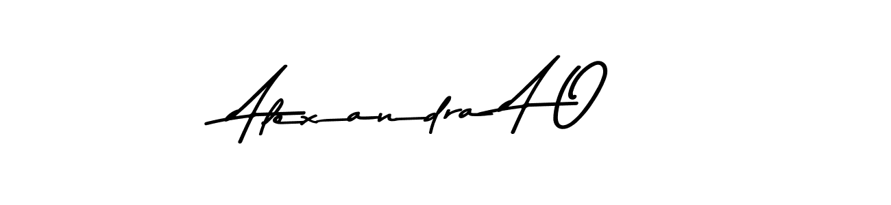 How to make Alexandra A O name signature. Use Asem Kandis PERSONAL USE style for creating short signs online. This is the latest handwritten sign. Alexandra A O signature style 9 images and pictures png