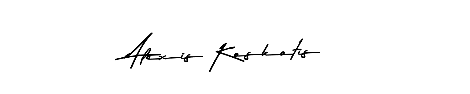 Create a beautiful signature design for name Alexis Koskotis. With this signature (Asem Kandis PERSONAL USE) fonts, you can make a handwritten signature for free. Alexis Koskotis signature style 9 images and pictures png