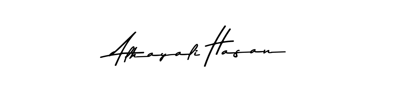 The best way (Asem Kandis PERSONAL USE) to make a short signature is to pick only two or three words in your name. The name Alhayali Hasan include a total of six letters. For converting this name. Alhayali Hasan signature style 9 images and pictures png