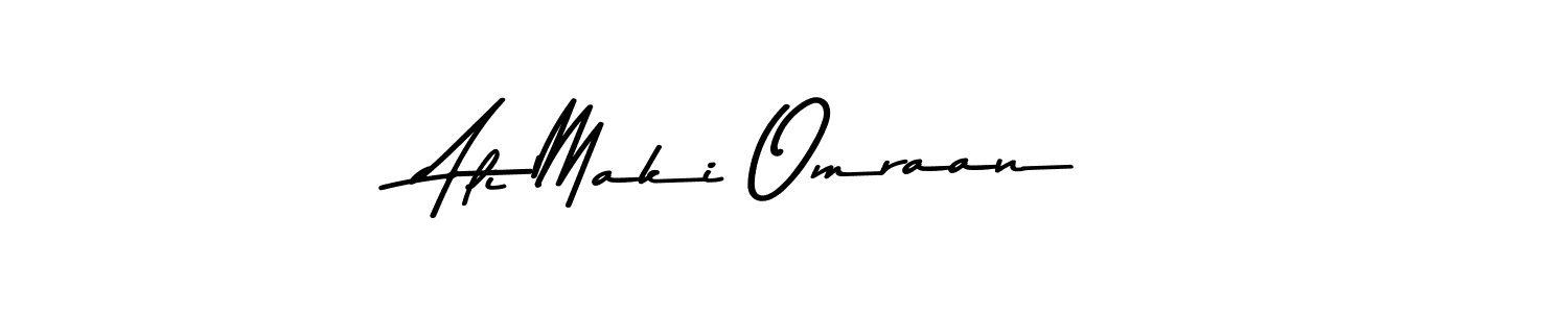 How to make Ali Maki Omraan name signature. Use Asem Kandis PERSONAL USE style for creating short signs online. This is the latest handwritten sign. Ali Maki Omraan signature style 9 images and pictures png