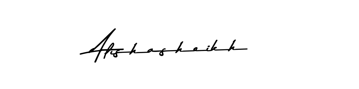 How to make Alishasheikh name signature. Use Asem Kandis PERSONAL USE style for creating short signs online. This is the latest handwritten sign. Alishasheikh signature style 9 images and pictures png