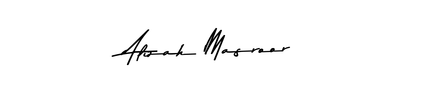 Create a beautiful signature design for name Alizah Masroor. With this signature (Asem Kandis PERSONAL USE) fonts, you can make a handwritten signature for free. Alizah Masroor signature style 9 images and pictures png