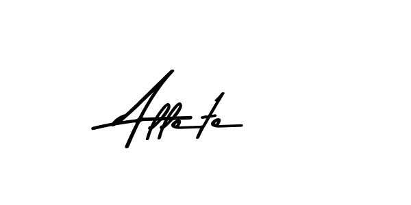 Use a signature maker to create a handwritten signature online. With this signature software, you can design (Asem Kandis PERSONAL USE) your own signature for name Allete. Allete signature style 9 images and pictures png