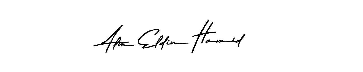 Create a beautiful signature design for name Alm Eldin Hamid. With this signature (Asem Kandis PERSONAL USE) fonts, you can make a handwritten signature for free. Alm Eldin Hamid signature style 9 images and pictures png