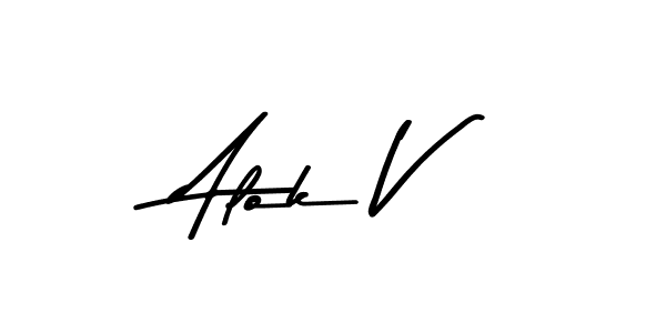 Design your own signature with our free online signature maker. With this signature software, you can create a handwritten (Asem Kandis PERSONAL USE) signature for name Alok V. Alok V signature style 9 images and pictures png