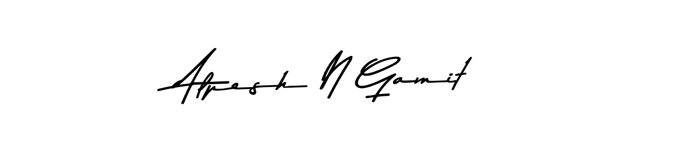 How to make Alpesh N Gamit name signature. Use Asem Kandis PERSONAL USE style for creating short signs online. This is the latest handwritten sign. Alpesh N Gamit signature style 9 images and pictures png