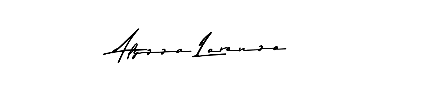 How to make Alyzza Lorenzo name signature. Use Asem Kandis PERSONAL USE style for creating short signs online. This is the latest handwritten sign. Alyzza Lorenzo signature style 9 images and pictures png