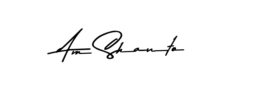 How to make Am Shanto name signature. Use Asem Kandis PERSONAL USE style for creating short signs online. This is the latest handwritten sign. Am Shanto signature style 9 images and pictures png