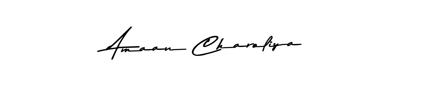 Create a beautiful signature design for name Amaan Charoliya. With this signature (Asem Kandis PERSONAL USE) fonts, you can make a handwritten signature for free. Amaan Charoliya signature style 9 images and pictures png