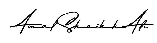 The Asem Kandis PERSONAL USE typeface gives name Amal Sheikh Ali a refined look. Suitable for certificates, diplomas, and official verification. Amal Sheikh Ali signature style 9 images and pictures png