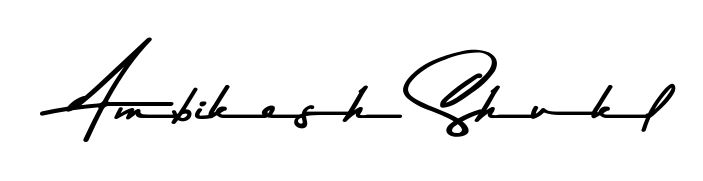 A stylish, flowing autograph style designed for name Ambikesh Shukl using Asem Kandis PERSONAL USE typography. Perfect for digital creative projects. Ambikesh Shukl signature style 9 images and pictures png