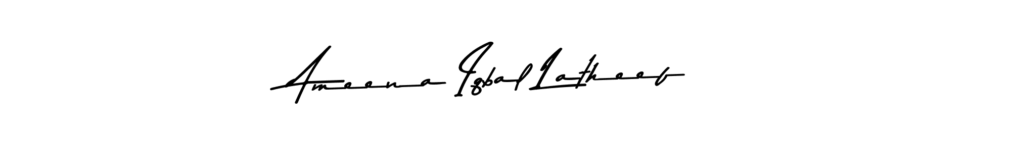 Make a beautiful signature design for name Ameena Iqbal Latheef. With this signature (Asem Kandis PERSONAL USE) style, you can create a handwritten signature for free. Ameena Iqbal Latheef signature style 9 images and pictures png