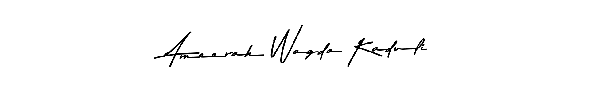 Create a beautiful signature design for name Ameerah Wagda Kaduli. With this signature (Asem Kandis PERSONAL USE) fonts, you can make a handwritten signature for free. Ameerah Wagda Kaduli signature style 9 images and pictures png