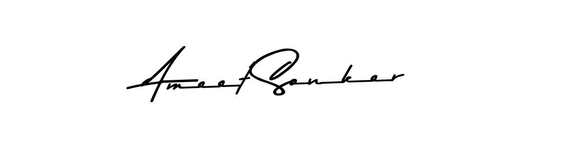 This is the best signature style for the Ameet Sonker name. Also you like these signature font (Asem Kandis PERSONAL USE). Mix name signature. Ameet Sonker signature style 9 images and pictures png