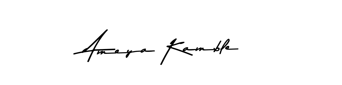 Create a beautiful signature design for name Ameya Kamble. With this signature (Asem Kandis PERSONAL USE) fonts, you can make a handwritten signature for free. Ameya Kamble signature style 9 images and pictures png