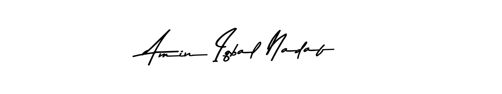 Create a beautiful signature design for name Amin Iqbal Nadaf. With this signature (Asem Kandis PERSONAL USE) fonts, you can make a handwritten signature for free. Amin Iqbal Nadaf signature style 9 images and pictures png