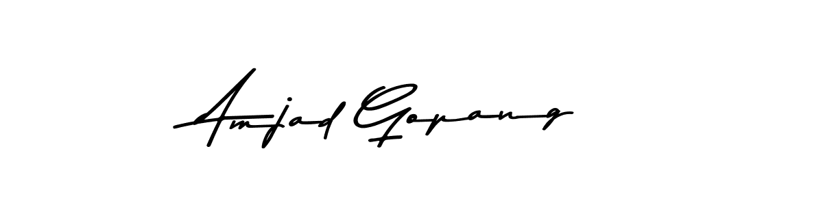 Design your own signature with our free online signature maker. With this signature software, you can create a handwritten (Asem Kandis PERSONAL USE) signature for name Amjad Gopang. Amjad Gopang signature style 9 images and pictures png