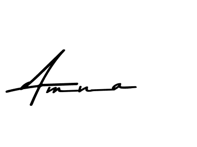 How to make Amna name signature. Use Asem Kandis PERSONAL USE style for creating short signs online. This is the latest handwritten sign. Amna signature style 9 images and pictures png