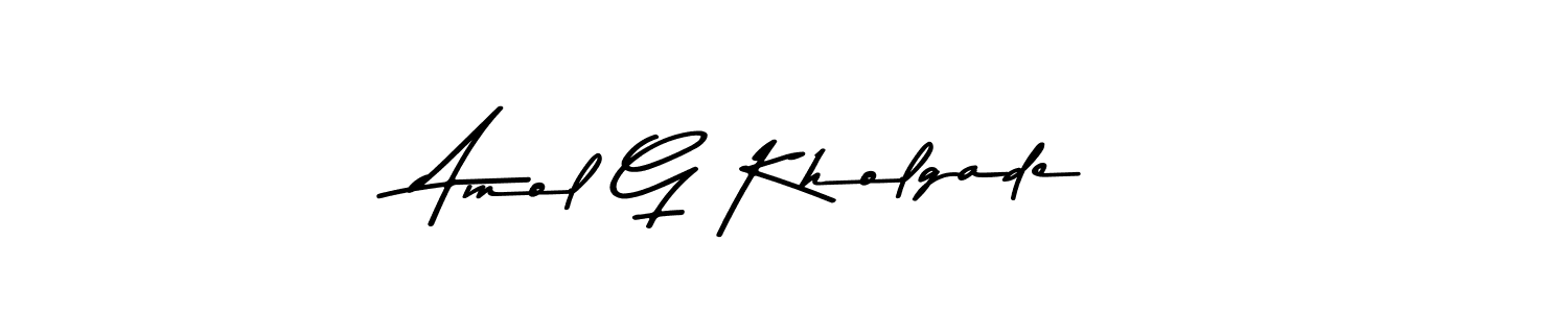 The best way (Asem Kandis PERSONAL USE) to make a short signature is to pick only two or three words in your name. The name Amol G Kholgade include a total of six letters. For converting this name. Amol G Kholgade signature style 9 images and pictures png