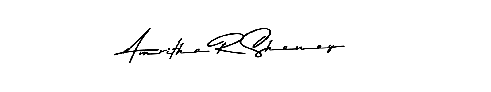 How to make Amritha R Shenoy name signature. Use Asem Kandis PERSONAL USE style for creating short signs online. This is the latest handwritten sign. Amritha R Shenoy signature style 9 images and pictures png