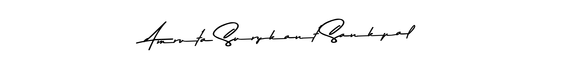 The best way (Asem Kandis PERSONAL USE) to make a short signature is to pick only two or three words in your name. The name Amruta Surykant Sankpal include a total of six letters. For converting this name. Amruta Surykant Sankpal signature style 9 images and pictures png