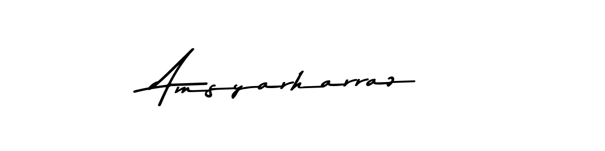 How to make Amsyarharraz name signature. Use Asem Kandis PERSONAL USE style for creating short signs online. This is the latest handwritten sign. Amsyarharraz signature style 9 images and pictures png