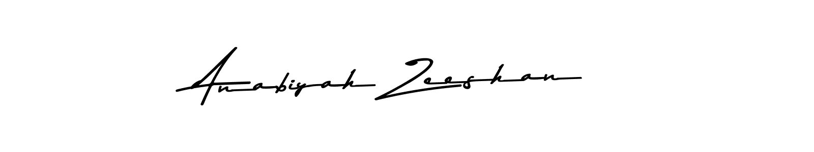 How to make Anabiyah Zeeshan name signature. Use Asem Kandis PERSONAL USE style for creating short signs online. This is the latest handwritten sign. Anabiyah Zeeshan signature style 9 images and pictures png