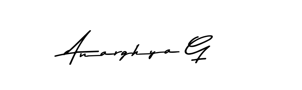 Make a beautiful signature design for name Anarghya G. With this signature (Asem Kandis PERSONAL USE) style, you can create a handwritten signature for free. Anarghya G signature style 9 images and pictures png