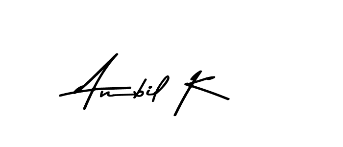 How to make Anbil K name signature. Use Asem Kandis PERSONAL USE style for creating short signs online. This is the latest handwritten sign. Anbil K signature style 9 images and pictures png