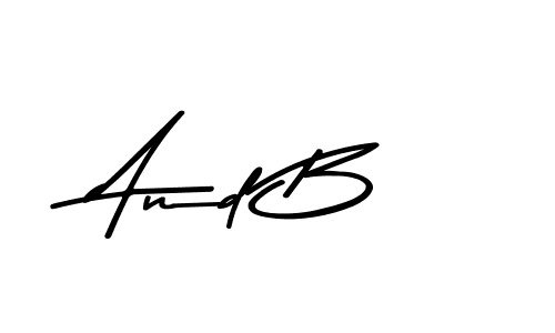 How to make And B name signature. Use Asem Kandis PERSONAL USE style for creating short signs online. This is the latest handwritten sign. And B signature style 9 images and pictures png