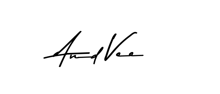 Make a beautiful signature design for name And Vee. With this signature (Asem Kandis PERSONAL USE) style, you can create a handwritten signature for free. And Vee signature style 9 images and pictures png