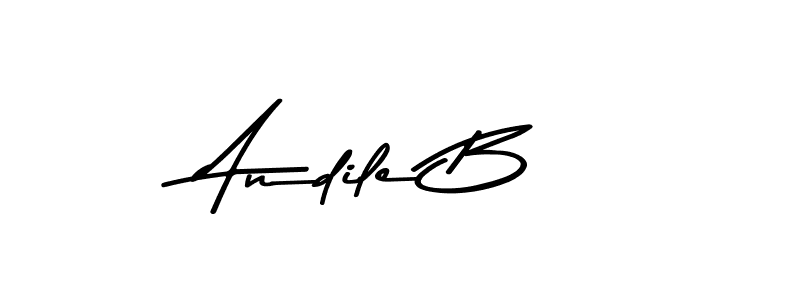 How to make Andile B name signature. Use Asem Kandis PERSONAL USE style for creating short signs online. This is the latest handwritten sign. Andile B signature style 9 images and pictures png