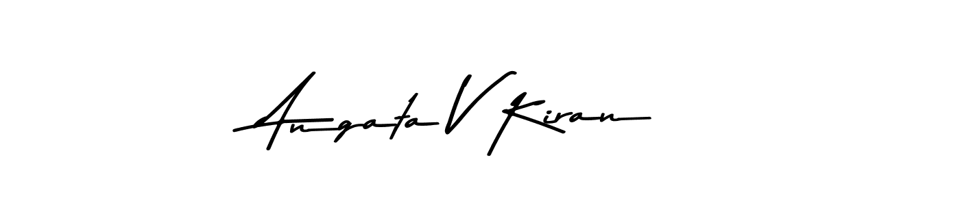 Create a beautiful signature design for name Angata V Kiran. With this signature (Asem Kandis PERSONAL USE) fonts, you can make a handwritten signature for free. Angata V Kiran signature style 9 images and pictures png