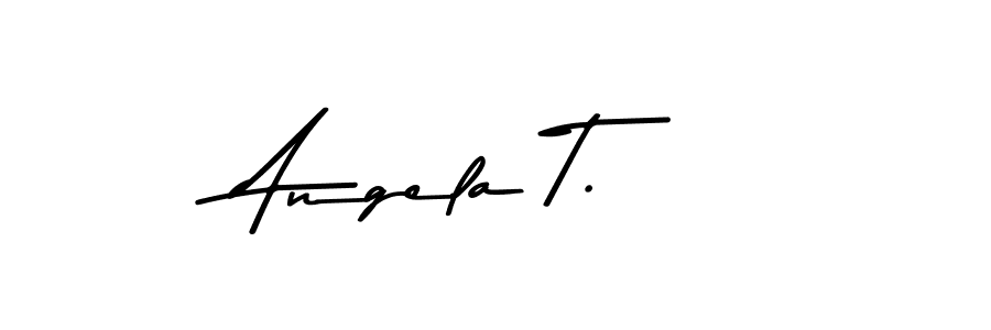 How to make Angela T. name signature. Use Asem Kandis PERSONAL USE style for creating short signs online. This is the latest handwritten sign. Angela T. signature style 9 images and pictures png