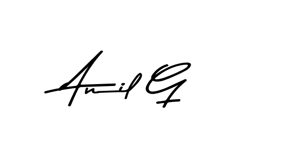 How to make Anil G name signature. Use Asem Kandis PERSONAL USE style for creating short signs online. This is the latest handwritten sign. Anil G signature style 9 images and pictures png