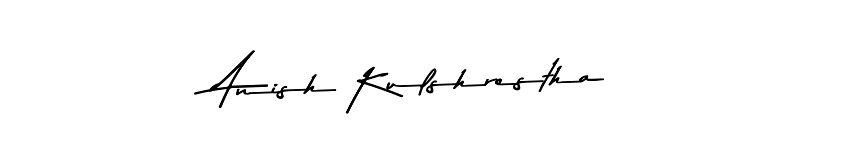 How to make Anish Kulshrestha name signature. Use Asem Kandis PERSONAL USE style for creating short signs online. This is the latest handwritten sign. Anish Kulshrestha signature style 9 images and pictures png