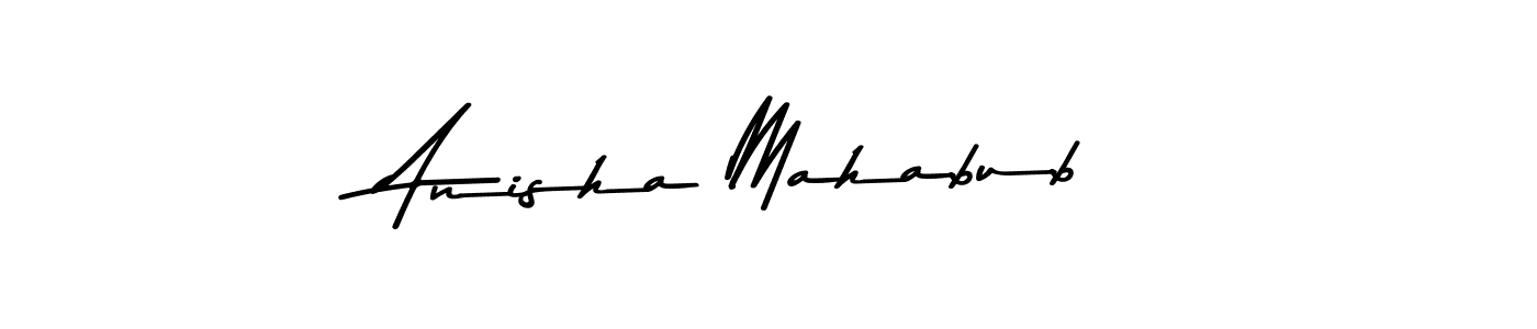 How to make Anisha Mahabub name signature. Use Asem Kandis PERSONAL USE style for creating short signs online. This is the latest handwritten sign. Anisha Mahabub signature style 9 images and pictures png